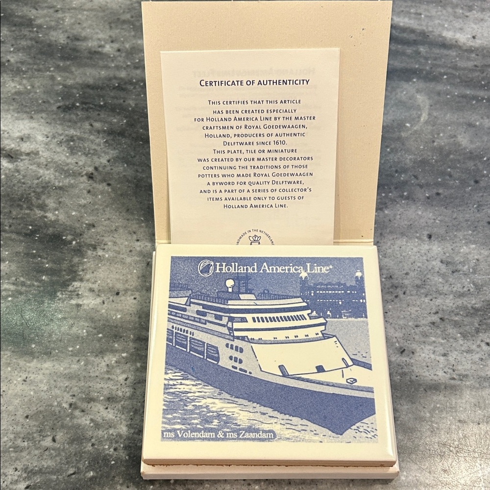 Holland America Line Blue and White Ceramic Tile